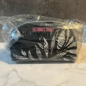 Victorias Secret makeup cosmetic bag, black with white design